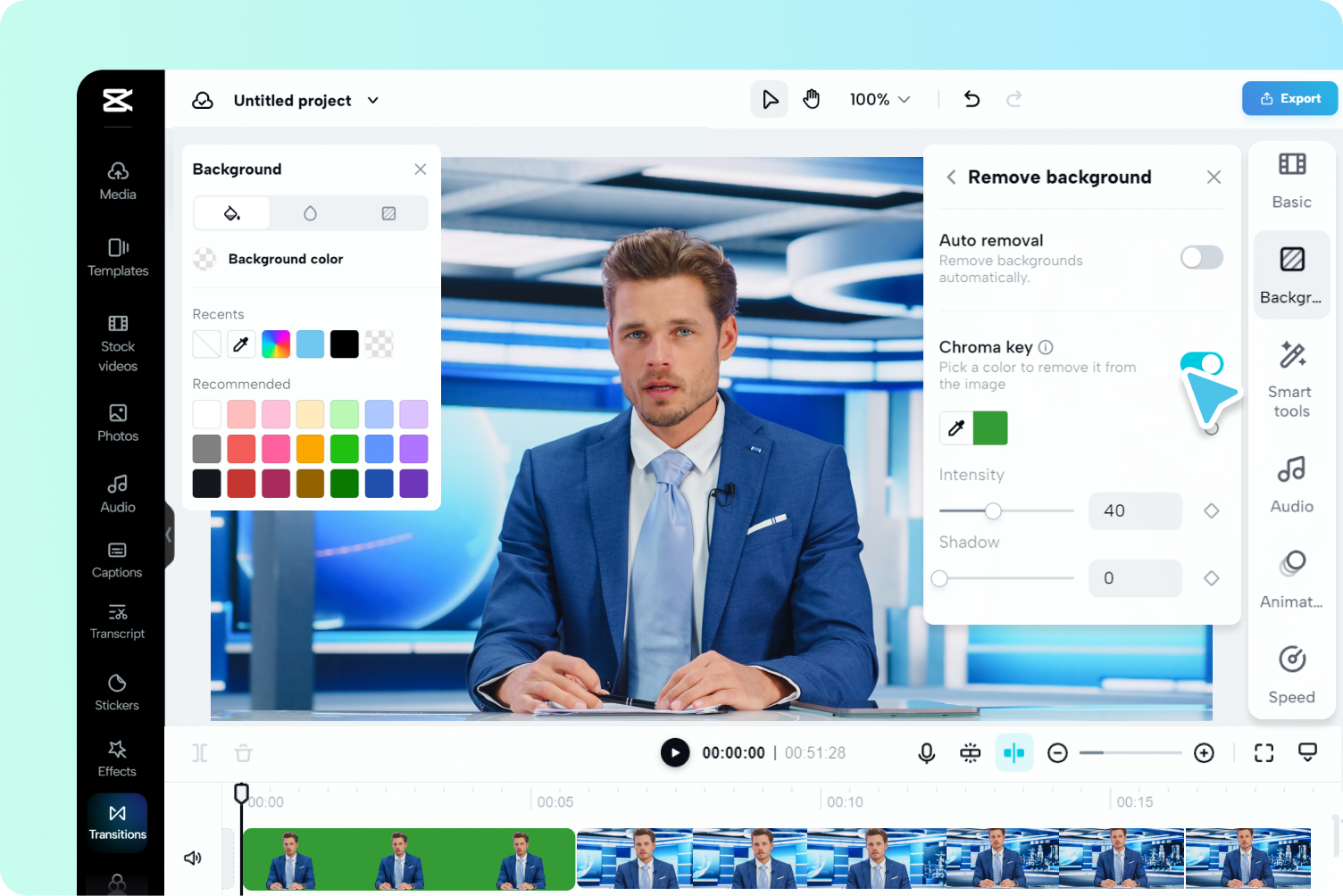 Step 2: Remove BG with chroma key online